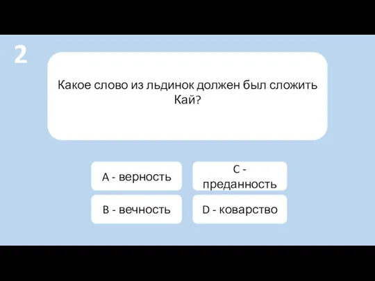 Какое слово из льдинок должен был сложить Кай? A -