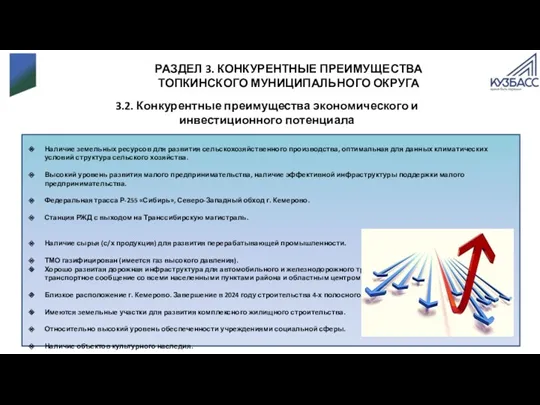 3.2. Конкурентные преимущества экономического и инвестиционного потенциала РАЗДЕЛ 3. КОНКУРЕНТНЫЕ