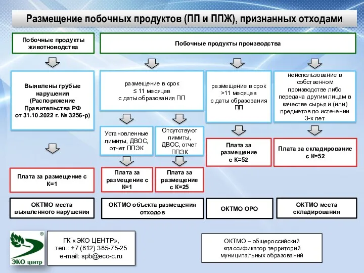 Размещение побочных продуктов (ПП и ППЖ), признанных отходами Побочные продукты