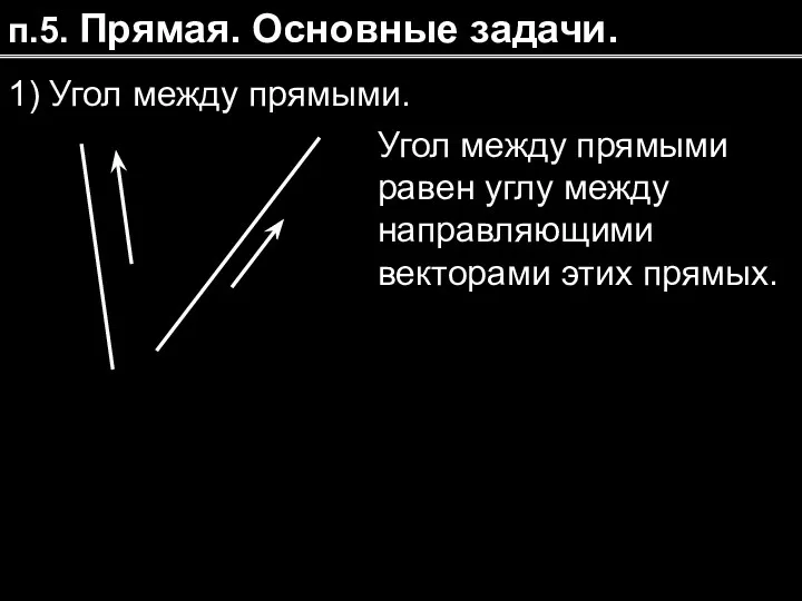 п.5. Прямая. Основные задачи. 1) Угол между прямыми. Угол между