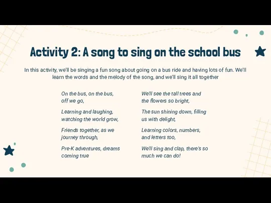 In this activity, we’ll be singing a fun song about