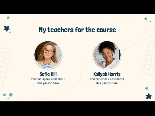 Kaliyah Harris Sofia Hill My teachers for the course You