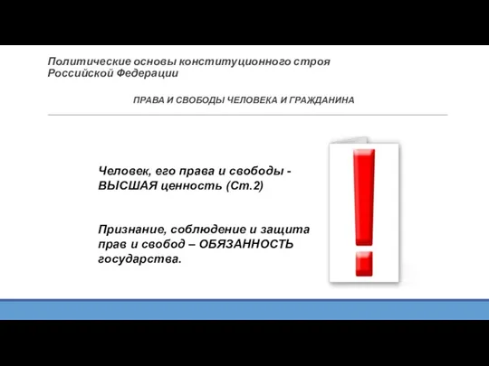 Политические основы конституционного строя Российской Федерации ПРАВА И СВОБОДЫ ЧЕЛОВЕКА