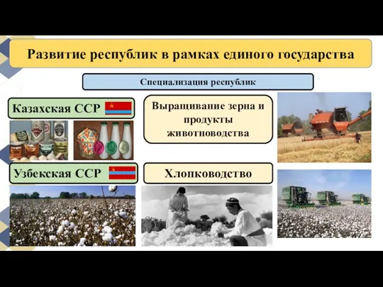 Развитие республик в рамках единого государства Казахская ССР Специализация республик