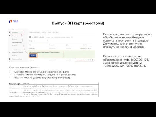 Выпуск ЗП карт (реестром) После того, как реестр загрузился и