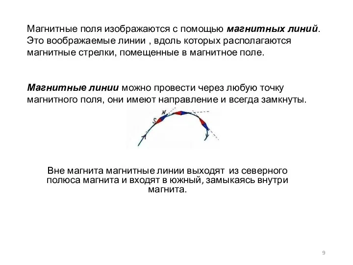 Магнитные поля изображаются с помощью магнитных линий. Это воображаемые линии