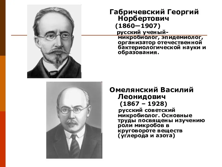 Габричевский Георгий Норбертович (1860—1907) русский ученый-микробиолог, эпидемиолог, организатор отечественной бактериологической