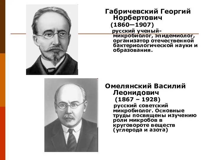 Габричевский Георгий Норбертович (1860—1907) русский ученый-микробиолог, эпидемиолог, организатор отечественной бактериологической науки и образования.