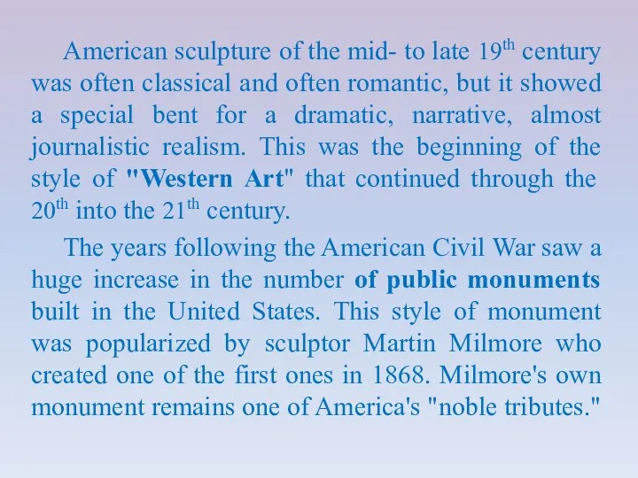 American sculpture of the mid- to late 19th century was