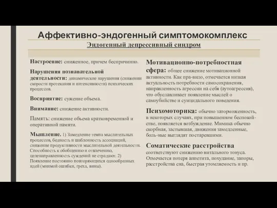 Аффективно-эндогенный симптомокомплекс