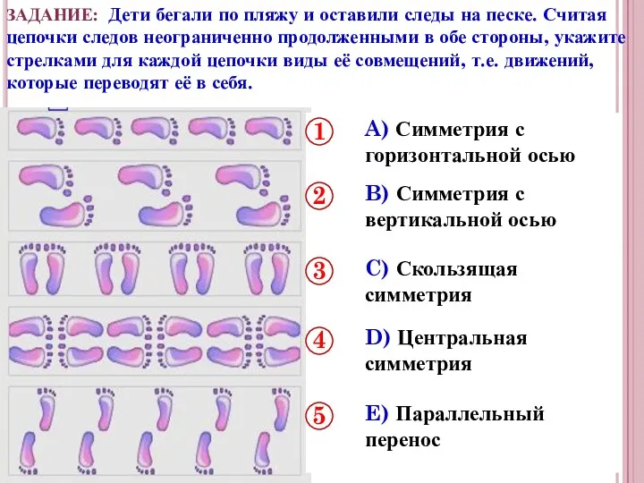 ЗАДАНИЕ: Дети бегали по пляжу и оставили следы на песке.