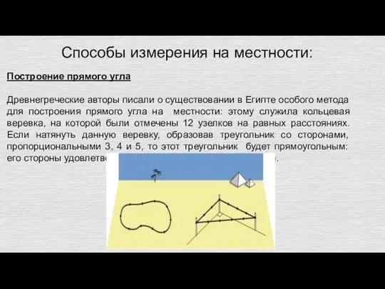 Способы измерения на местности: Построение прямого угла Древнегреческие авторы писали