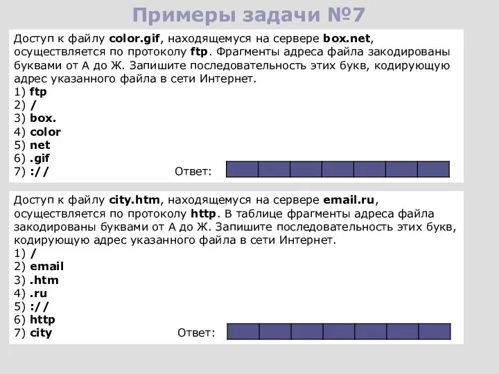 Примеры задачи №7 Доступ к файлу city.htm, находящемуся на сервере