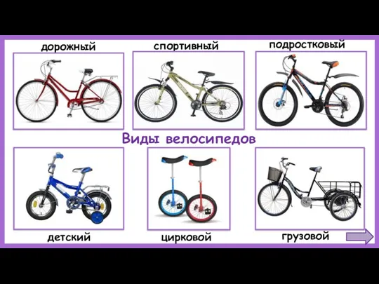 детский цирковой грузовой дорожный спортивный подростковый Виды велосипедов