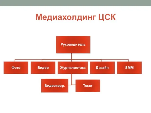 Медиахолдинг ЦСК Руководитель Фото Видео Журналистика Видеокорр. Текст Дизайн SMM