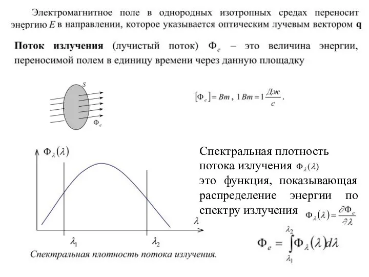 Спектральная плотность потока излучения это функция, показывающая распределение энергии по спектру излучения