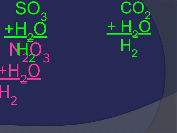 N2O3 +H2O H2 SO3 +H2O H2 CO2 + H2O H2