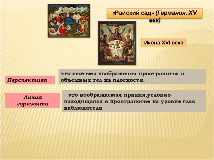 «Райский сад» (Германия, XV век) Икона XVI века Перспектива это