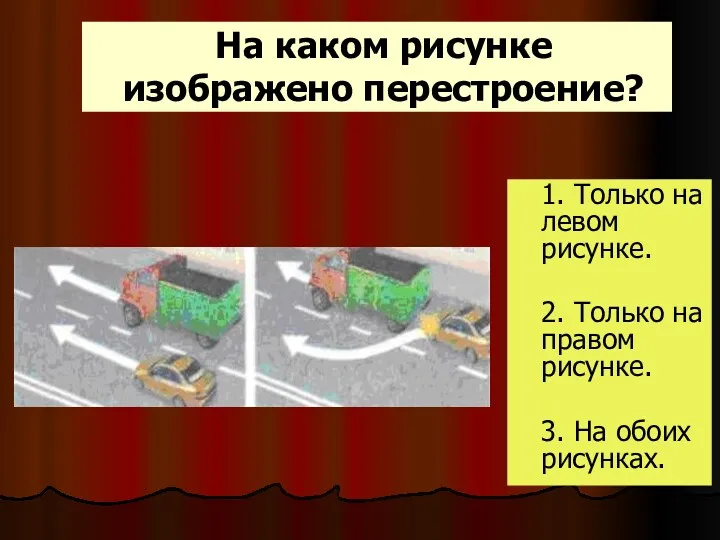 На каком рисунке изображено перестроение? 1. Только на левом рисунке.