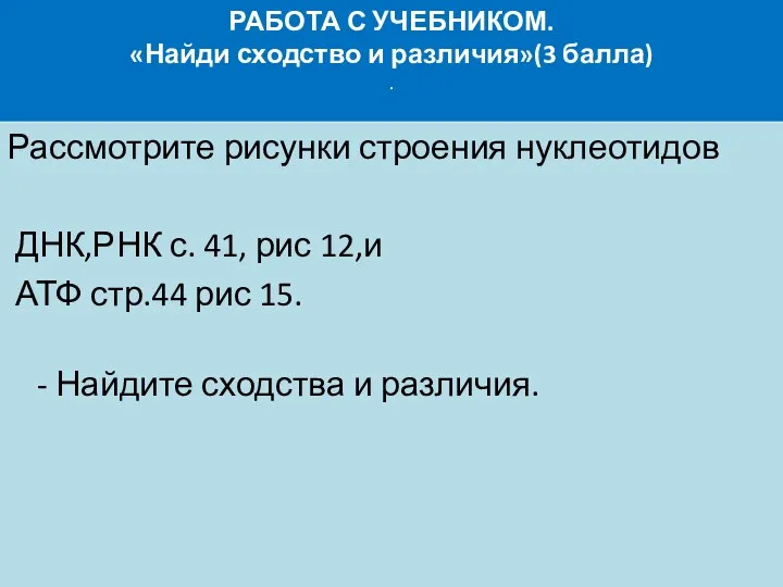 РАБОТА С УЧЕБНИКОМ. «Найди сходство и различия»(3 балла) . Рассмотрите