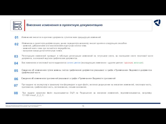 Внесение изменения в проектную документацию