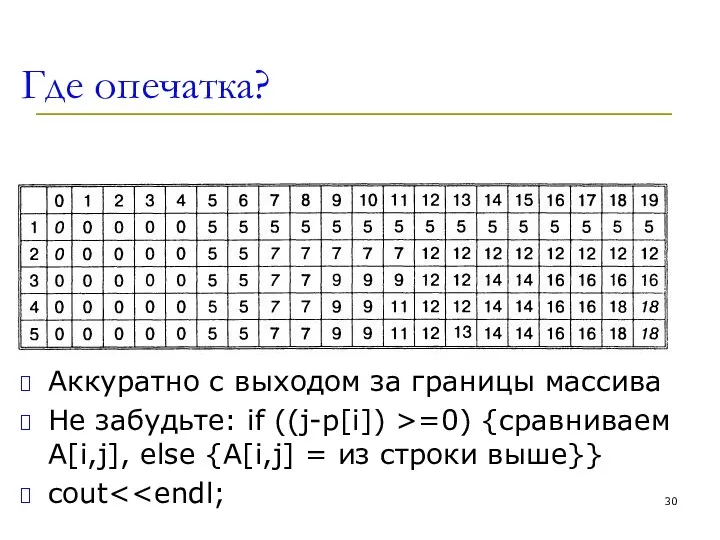 Где опечатка? Аккуратно с выходом за границы массива Не забудьте: