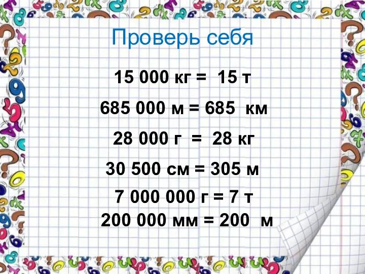 Проверь себя 15 000 кг = 15 т 30 500