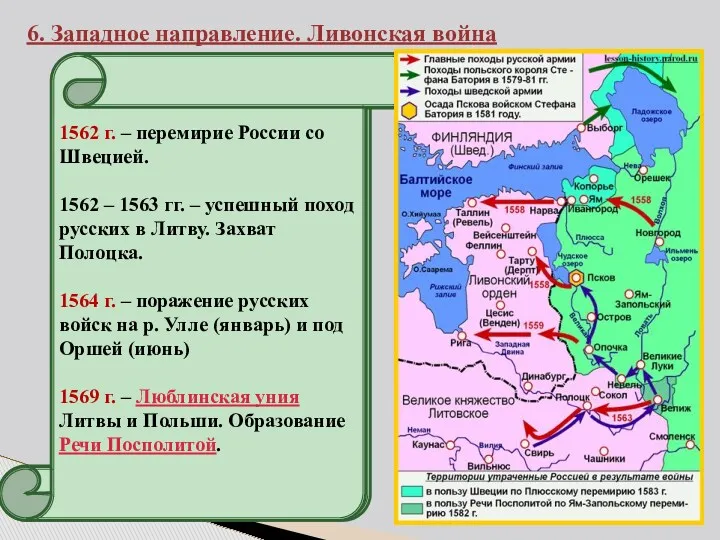 6. Западное направление. Ливонская война 1558 г. - русские войска