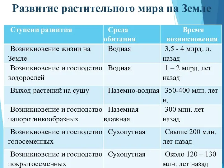 Развитие растительного мира на Земле