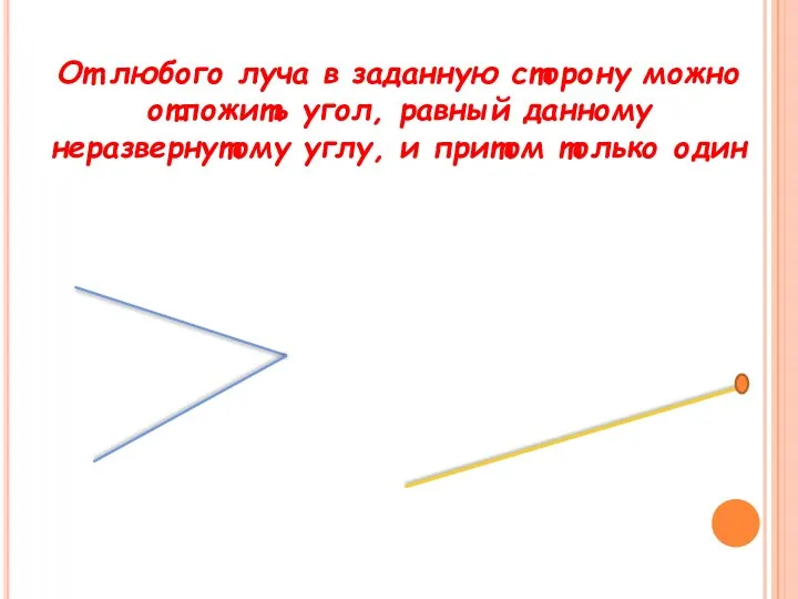 От любого луча в заданную сторону можно отложить угол, равный