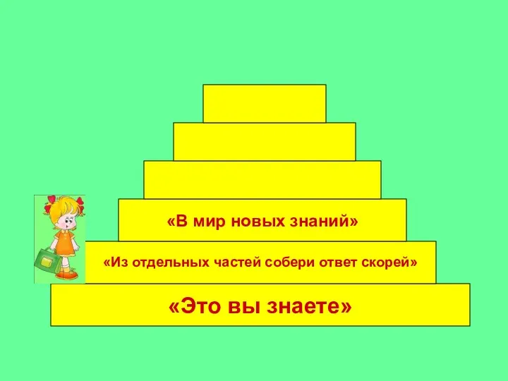 «Это вы знаете» «Из отдельных частей собери ответ скорей» «В мир новых знаний»