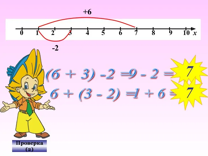 (6 + 3) -2 = 9 - 2 = Проверка(2)