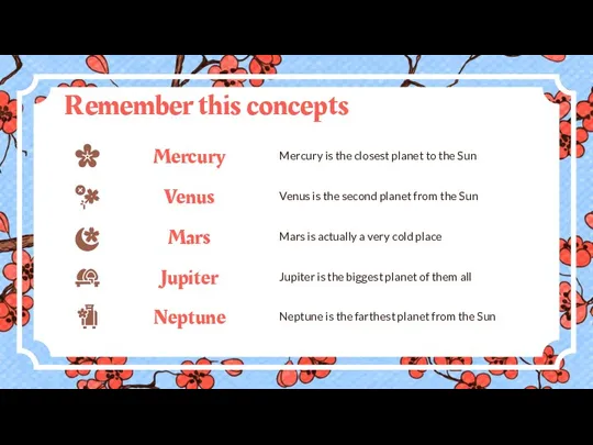 Remember this concepts Mercury Mercury is the closest planet to