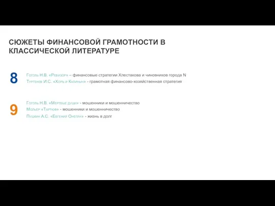 СЮЖЕТЫ ФИНАНСОВОЙ ГРАМОТНОСТИ В КЛАССИЧЕСКОЙ ЛИТЕРАТУРЕ