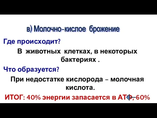 Где происходит? В животных клетках, в некоторых бактериях . Что