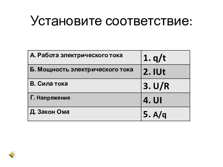 Установите соответствие: