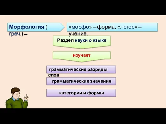 Морфология ( греч.) ̶̶̶̶ Раздел науки о языке грамматические значения