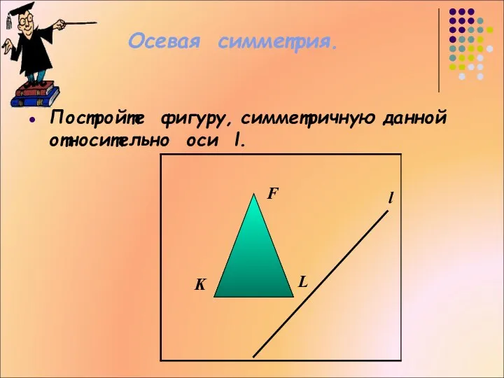 Осевая симметрия. Постройте фигуру, симметричную данной относительно оси l. l F K L