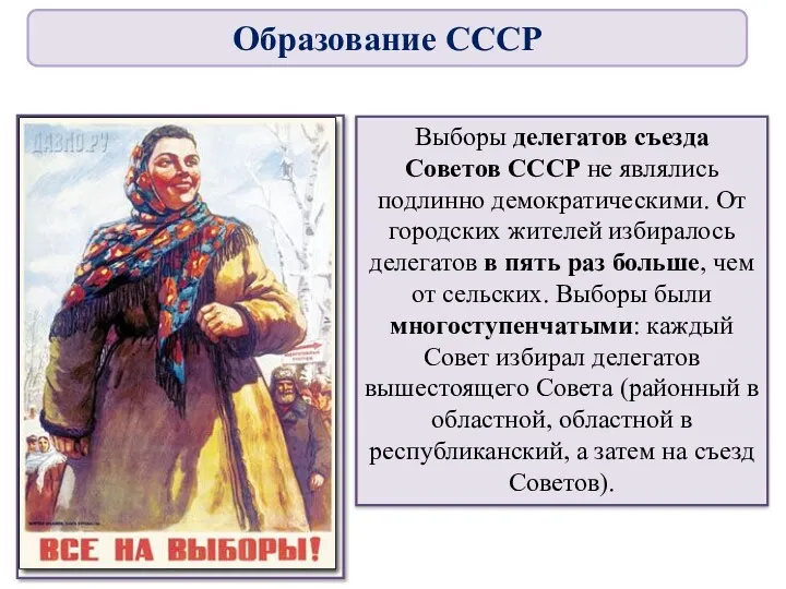 Выборы делегатов съезда Советов СССР не являлись подлинно демократическими. От