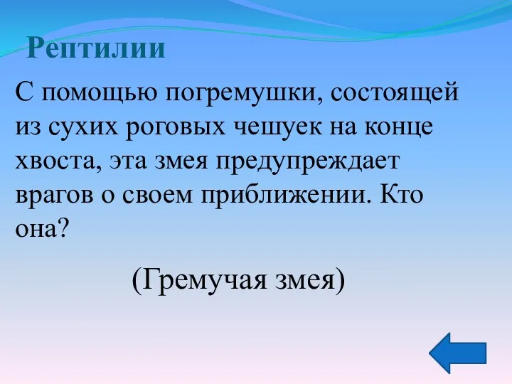 Рептилии С помощью погремушки, состоящей из сухих роговых чешуек на