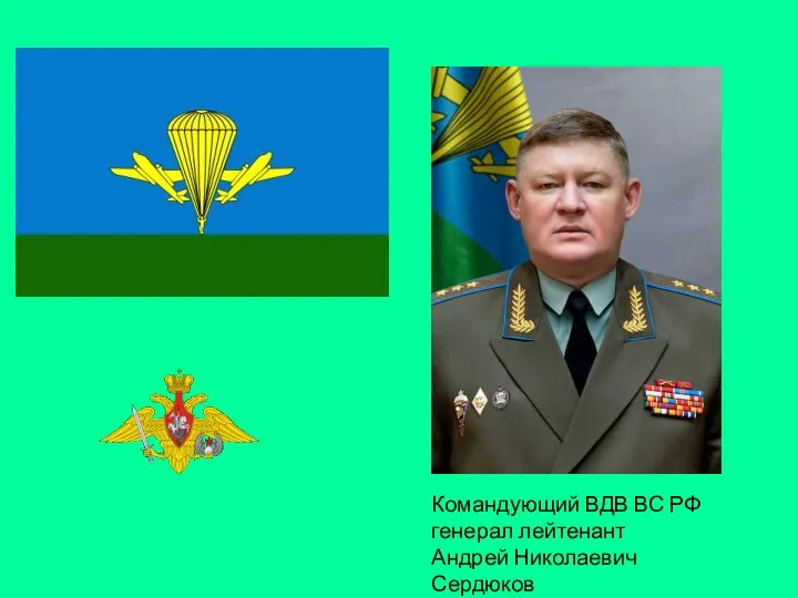 Командующий ВДВ ВС РФ генерал лейтенант Андрей Николаевич Сердюков