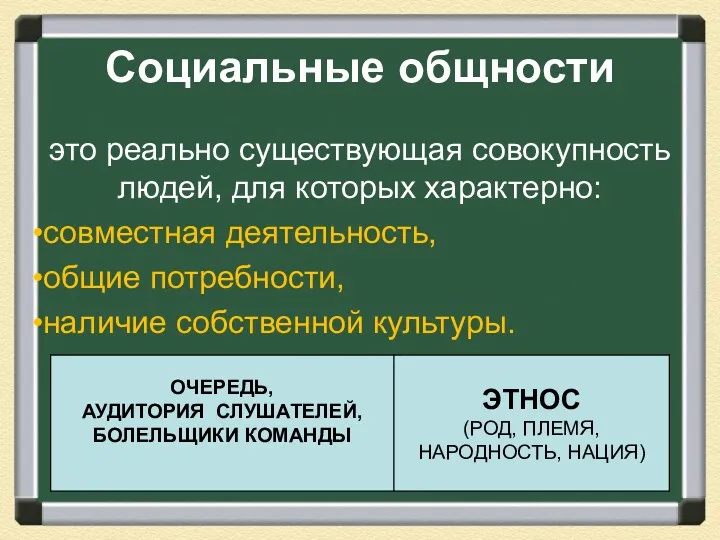 Социальные общности это реально существующая совокупность людей, для которых характерно: