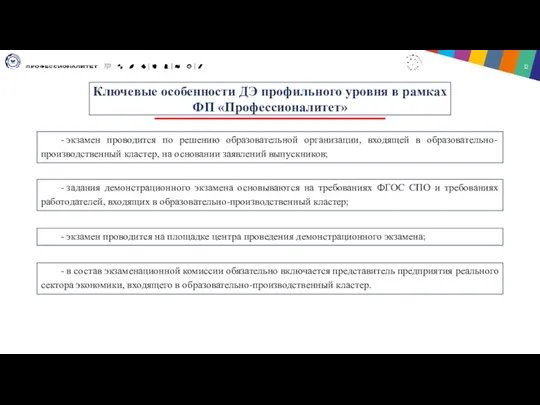 Ключевые особенности ДЭ профильного уровня в рамках ФП «Профессионалитет» -