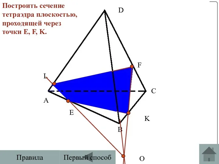 E F L A B C D О Построить сечение