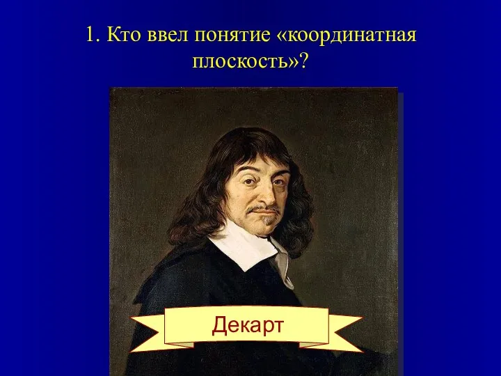 1. Кто ввел понятие «координатная плоскость»? Декарт