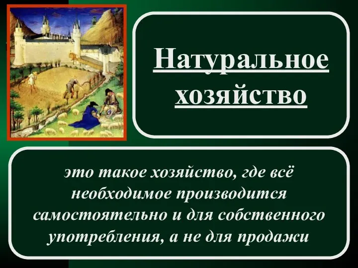 это такое хозяйство, где всё необходимое производится самостоятельно и для собственного употребления, а