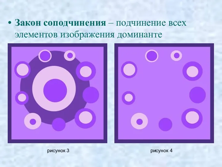 Закон соподчинения – подчинение всех элементов изображения доминанте рисунок 3 рисунок 4