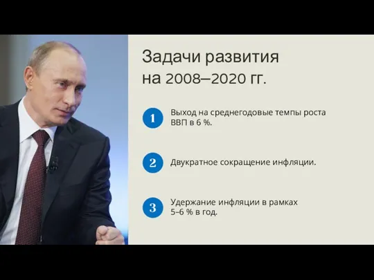 Задачи развития на 2008–2020 гг. Выход на среднегодовые темпы роста