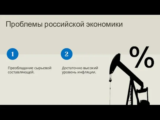 Проблемы российской экономики Преобладание сырьевой составляющей. 1 Достаточно высокий уровень инфляции. 2