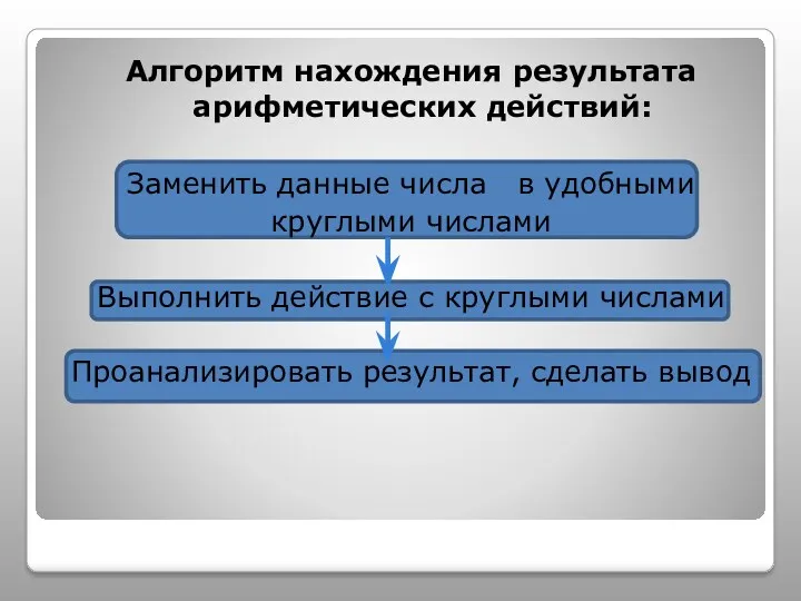 Алгоритм нахождения результата арифметических действий: Заменить данные числа в удобными